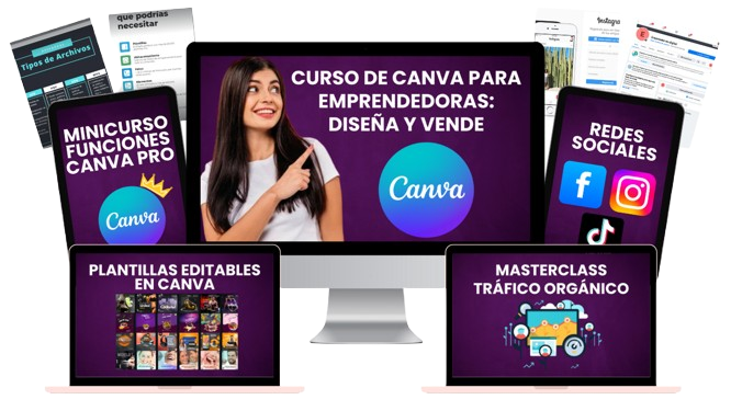 Portada del curso Canva para Emprendedores - diseño gráfico y venta sin experiencia previa