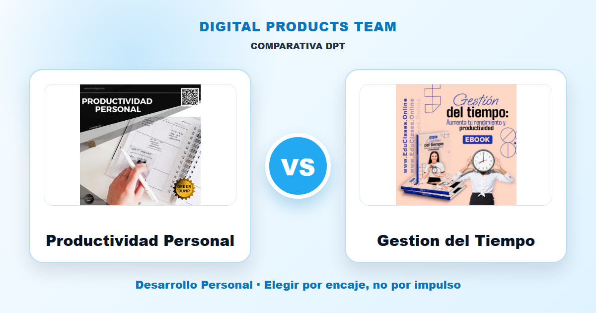 Comparativa DPT entre Productividad Personal y Gestion del Tiempo con imagenes de ambos cursos