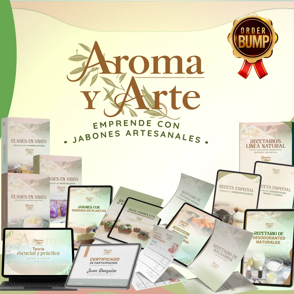 Portada oficial de Aroma y arte: emprende con jabones artesanales en Hotmart
