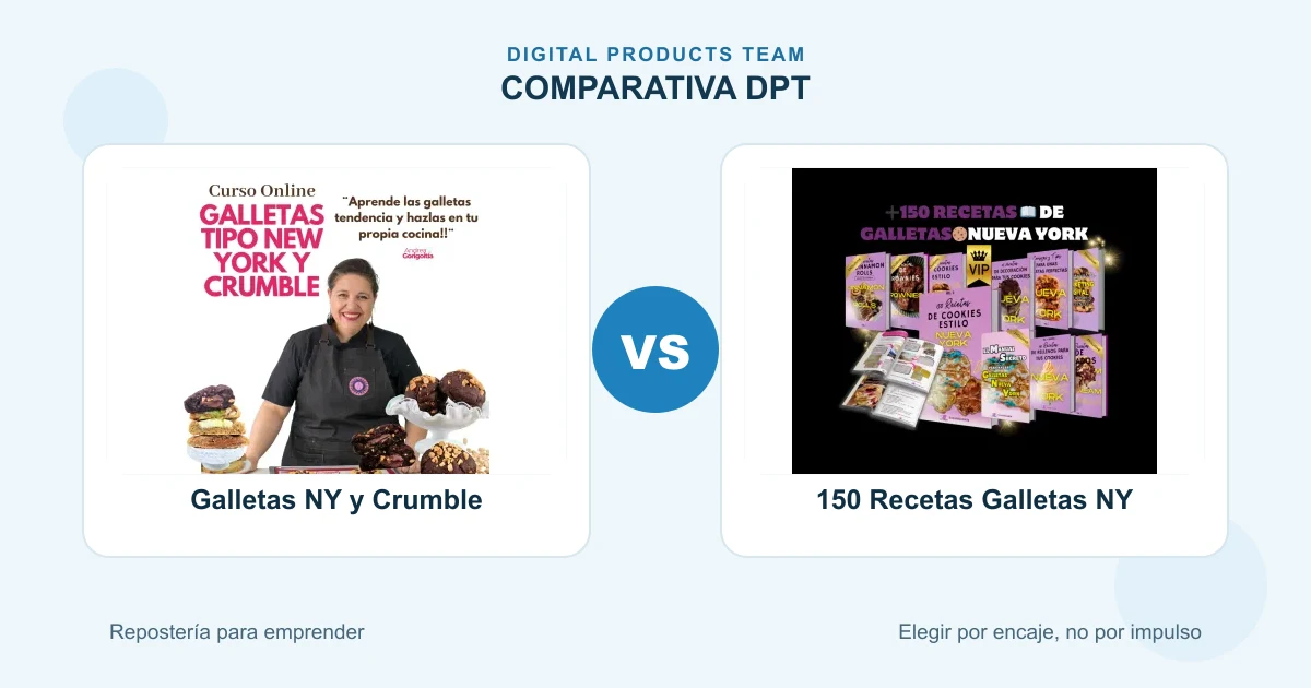 Curso Galletas New York y Crumble vs 150 Recetas Galletas NY: comparativa DPT
