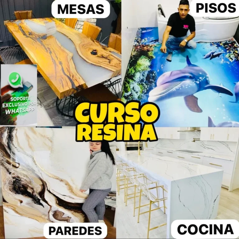 Portada oficial del curso de resina epoxica para pisos y mesas en Hotmart