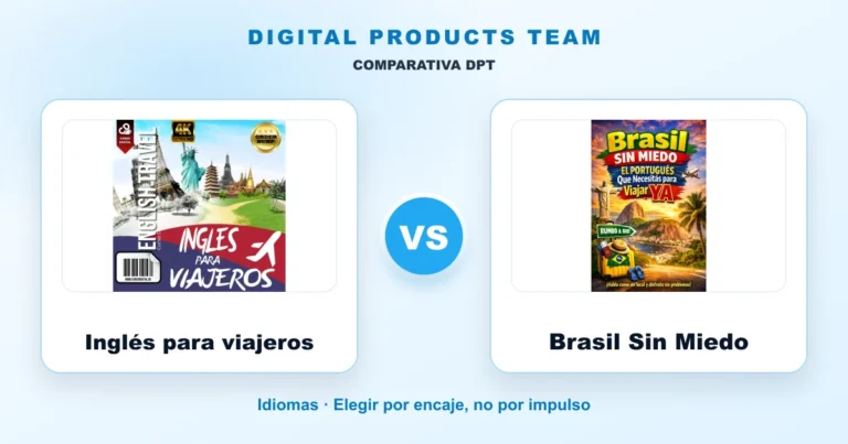 Inglés para viajeros: comparativa DPT con imágenes de ambos cursos