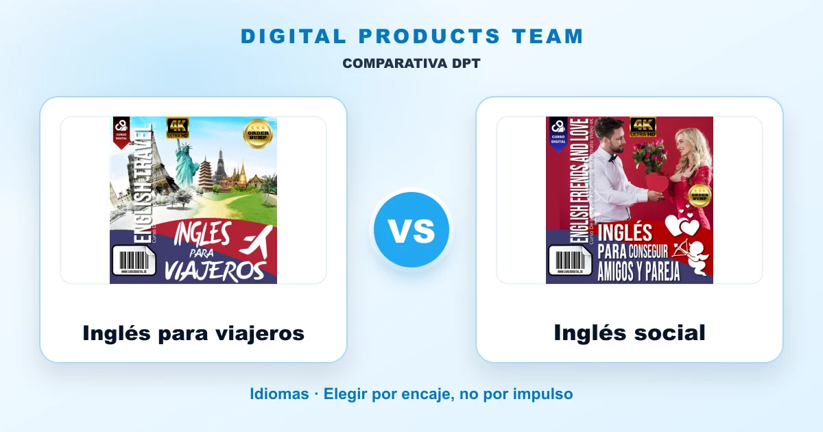 Inglés para viajeros: comparativa DPT con imágenes de ambos cursos