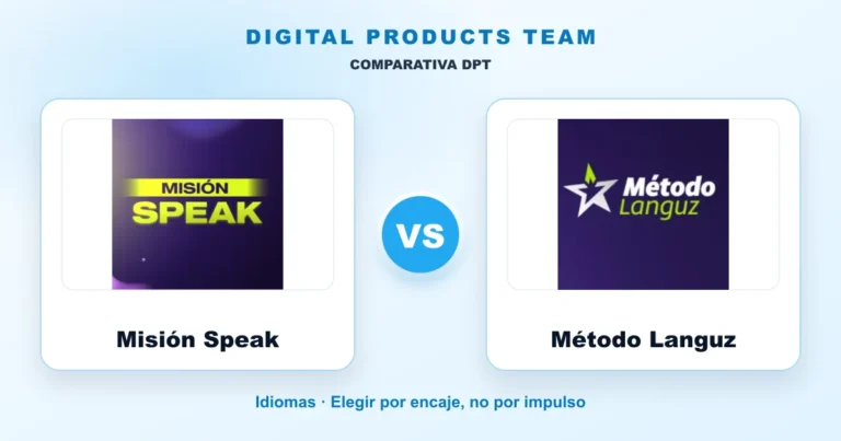 Misión Speak vs Método Languz: comparativa DPT con imágenes de ambos cursos