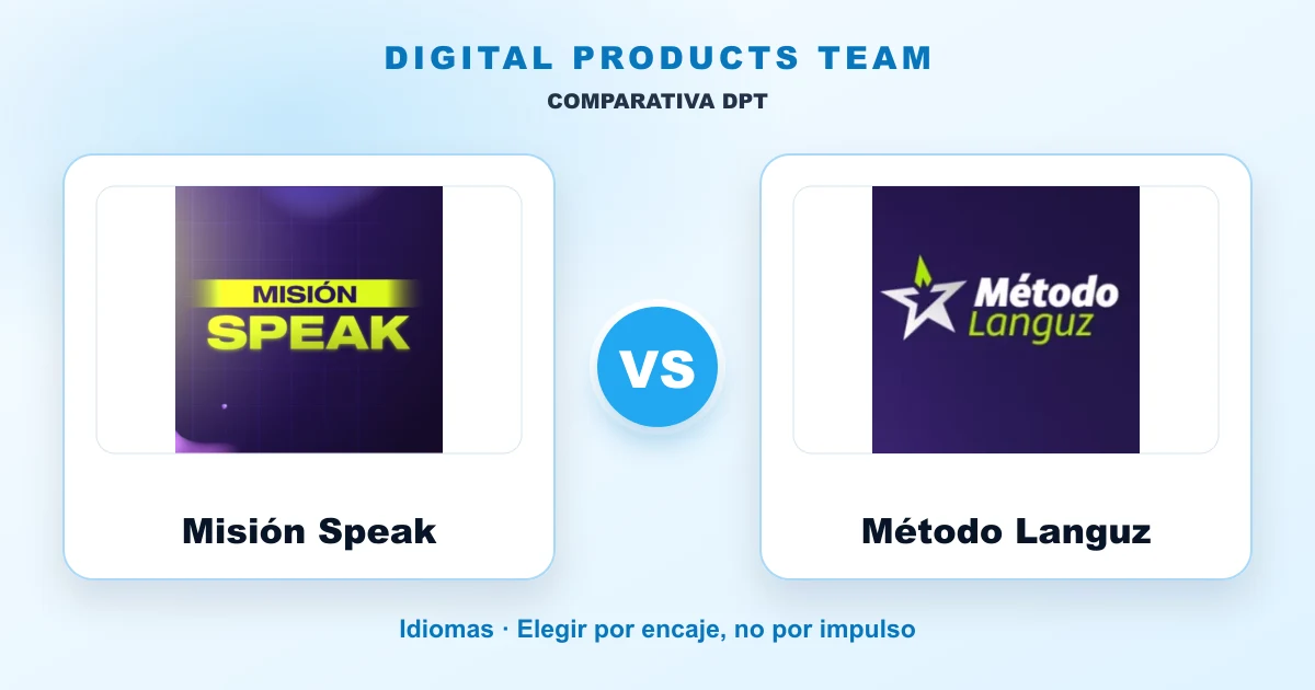 Misión Speak vs Método Languz: comparativa DPT con imágenes de ambos cursos