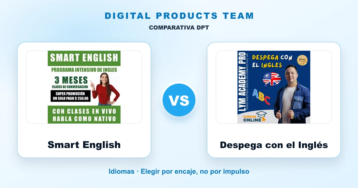 Smart English: comparativa DPT con imágenes de ambos cursos